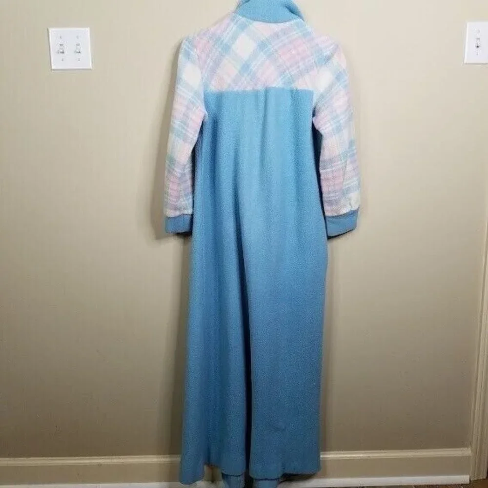 Sears At Home Wear Womens Blanket Robe Size Large Blue Buttons Vintage Housecoat